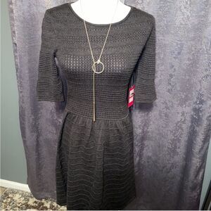 NWT, sz. S, Vince Camino dropped waist textured grey knit sweater dress